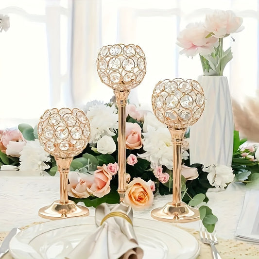 3pcs Crystal Candle Holder, Windproof Candle Holder, Christmas, Halloween Candlelight Dinner Photo Props, Wedding Anniversary Wedding Decoration, Home Hotel Decoration, Birthday Gift, Suitable for Table Center Decoration, Wedding, Catering