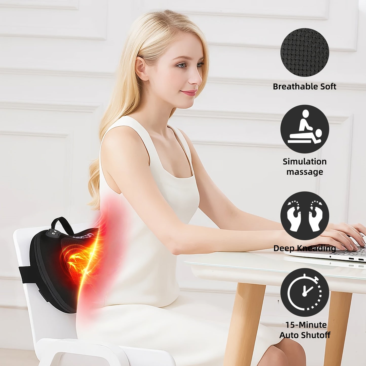 Neck & Back Massager Pillow with Heat – Wireless 3D Kneading Acupressure Electric Massage Pillow for Lumbar, Shoulder & Neck Pain Relief, Portable Unisex Gift