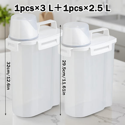 Airtight Food Containers, 2/4/6pcs Plastic Food Storage Containers with Lids - Extra Large Capacity Grain Storage Box - Measuring, Cup, Moisture And Leakproof Sealable Container - for Nuts, Flour, Rice, Portable Kitchen Organizer, Christmas Gift