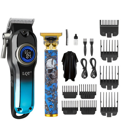 LQT 1/2/3pcs Blue Hair Clipper, Rechargeable Men'S Professional Hair Clipper, Foil Trimmer, Precision Hair Clipper Single-piece Set, Suitable For Home And Hair Salon Use, Including Limited Edition Combs, Holiday Gifts, Ideal Christmas Gifts
