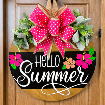 Hello Summer Door Hanger Front Door Decor Spring Door Hanger Summer Door Hanger Spring Wreath Summer Wreath All Season Wreath