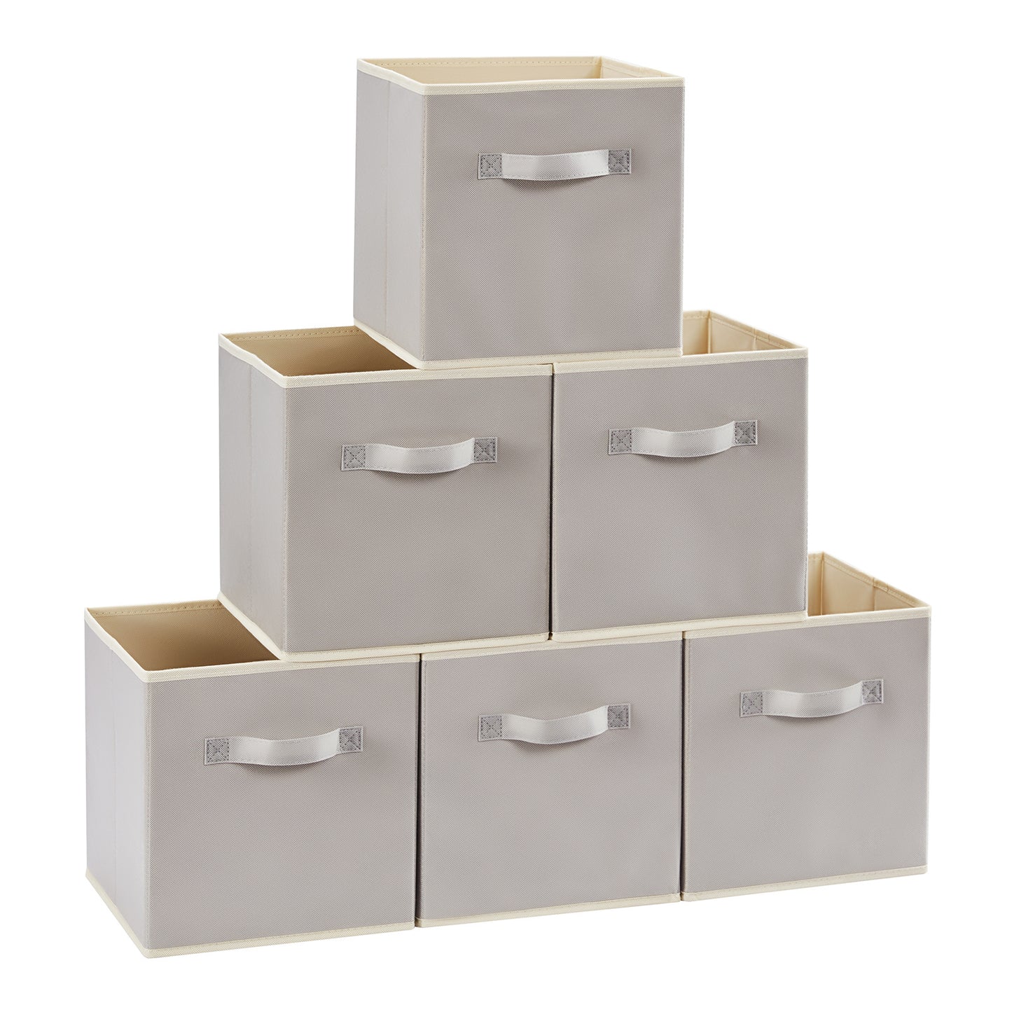 Collapsible Storage Cubes Set of 6 Foldable Fabric Bins Cube Storage Organizer Baskets 11 & 13 Inch Decorative Organizing Bins for Closet Shelf Bedroom Living Room Office