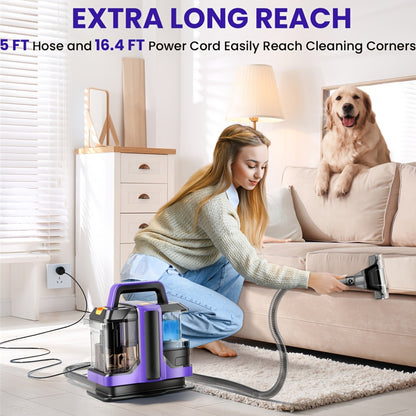 New Portable Carpet And Upholstery Cleaner With Two Brushes And Remover Formula Spot, Power Suction, Equipped With Multifunctional Tools, Stain Deep Cleaner For Pets, Stairs, Sofa Carpets, Upholstery, Car Seats