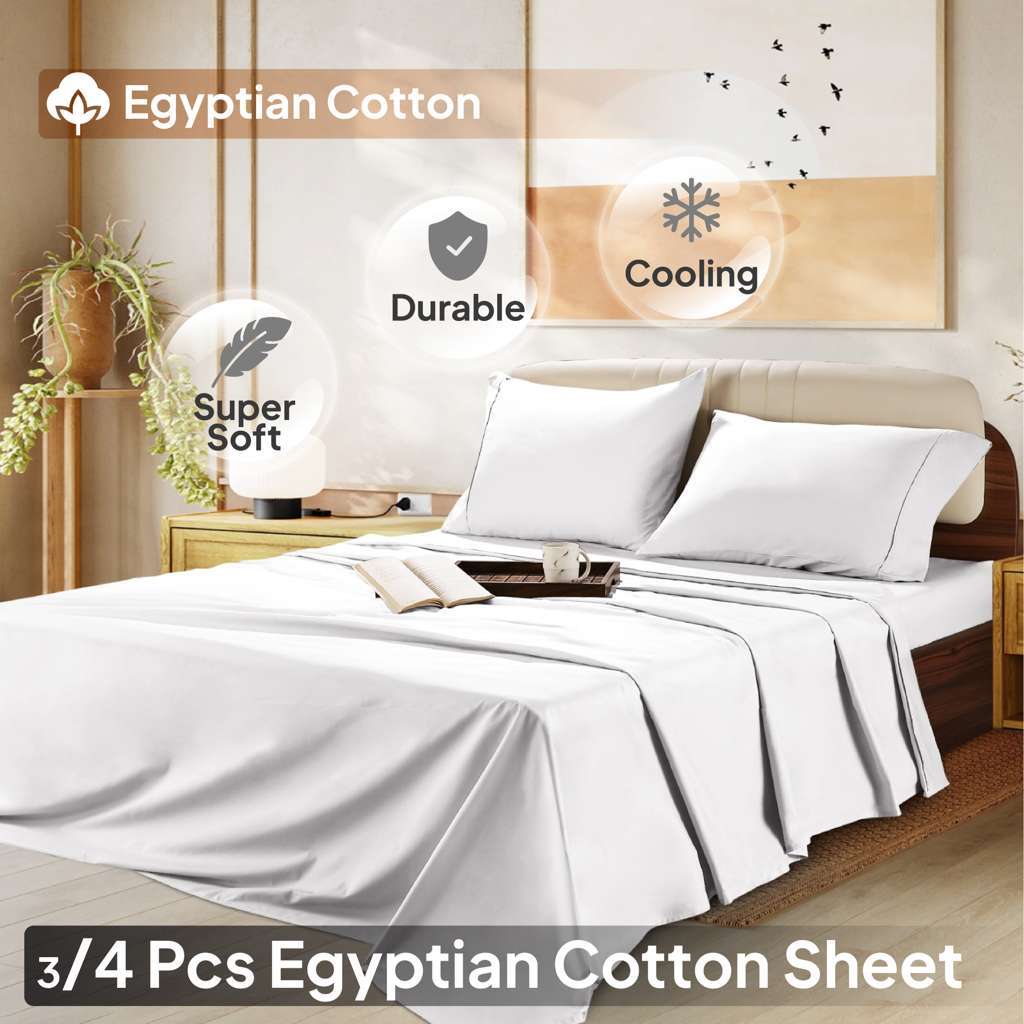 1000 Thread Count Pure Egyptian Cotton Sheet Set - Elasticized Deep Pocket All Around, Incredibly Soft and 16 inch Pocket Depth