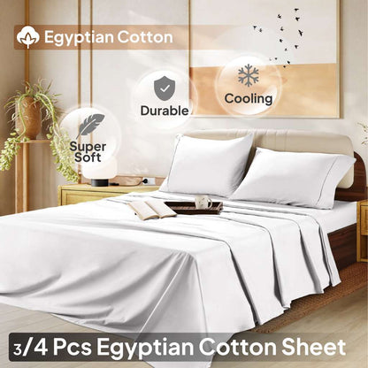 1000 Thread Count Pure Egyptian Cotton Sheet Set - Elasticized Deep Pocket All Around, Incredibly Soft and 16 inch Pocket Depth