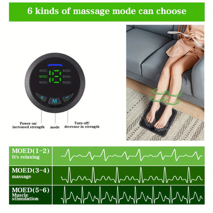 EMS Foot Massager Pad with TENS Therapy – Portable Electric Foot Massage Machine, Reusable Pad, Multiple Mode Adjustment, Pain Relief for Plantar Fasciitis & Tired Feet