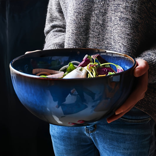 TAUFIKT 2 X 81.15oz Extra Large Ceramic Bowls - Dark Blue, Stylish And Durable - Perfect for Salads, Noodles And Ramen - Ideal for Home Kitchens, Restaurants And Hotels for Christmas Valentine's Day Thanksgiving New Year's Eve Get-togethers, Gifts...