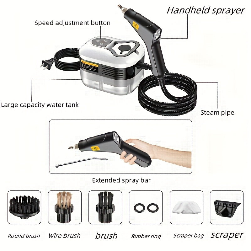 High Temperature Steam Cleaner Handheld Carpet Cleaner High Pressure for Kitchen Grease Sofa Air Conditioner Washing Machine Tile Grout Easy Carry Home Use