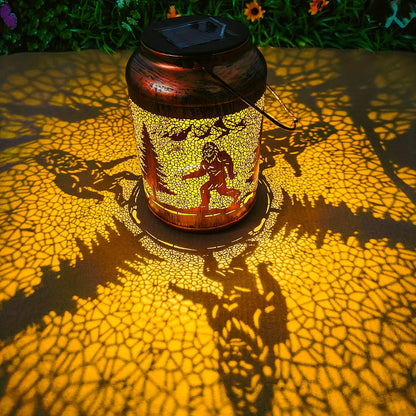 1pc of Bigfoot Solar Lights Outdoor, Hanging Solar Lights with Bigfoot Savage Design, Solar Metal Lantern Decoration LED Lights, Autumn Halloween Christmas Decoration, Suitable for Patio, Patio, Lawn, Tabletop, Path, Garden Decoration