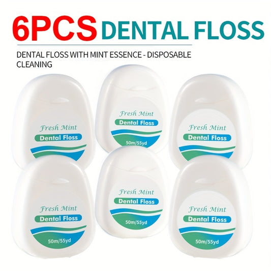 6pcs Mint Roll Dental Floss for Removing Plaque and Food Residues - Oral Cleansing - Multi Care Oral Care - Fine Thread Safety Dental Protection - Intertooth Cleaning Supplies