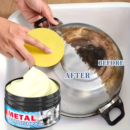 Heavy Duty Oven and Cookware Cleaning Paste with Frosted Sponge 1.01oz - Quickly Removes Stubborn Scorch Marks Grease & Oil from Pots Pans Stoves Ovens & Metal Surfaces, Metal Polishing Paste Kitchen Cleaner