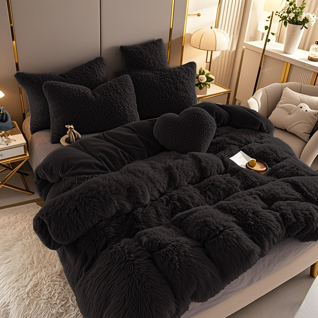 4pcs Autumn And Winter Soft Warm Fluffy Bedding Set Comforter Set(Duvet Cover with Pillowcases), Ideal for Cozy Comfort(QUEEN, KING SIZE) | NO Quilt