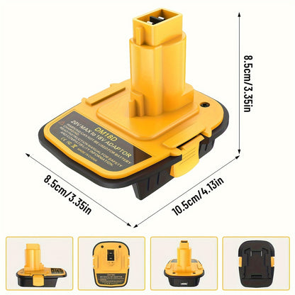 Battery Adapter DM18D DeWalt 18V to 20V Converter with USB Port Compatible with DeWalt 20V & Milwaukee 18V Li-Ion Batteries for DeWalt 18V Cordless Tools 3 Pack