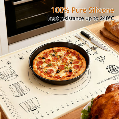 4pcs Silicone Baking Mat Set, Extra Thick Non-Stick Dough Kneading Mats with Measurement Scales, Reusable Rolling Pins, Non-Slip Pastry Mats, Perfect for Tabletop Baking, Multi-Functional Set Includes Dough Scraper, Storage Bag, and Rolling Pin