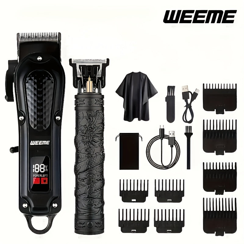 [Father's Day Gifts] WEEME Men's Grooming 2/3pcs, Barber Haircut Set, USB Charging, 1 Black Golden Professional Hair Clipper + 1 Golden Men's Razor + 1 Golden T-Shaped Blade Trimmer + 8 Limit Combs, Boyfriends, Father's Day Gifts, Birthday Gifts