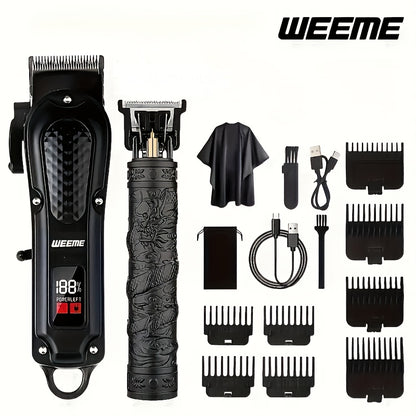 [Father's Day Gifts] WEEME Men's Grooming 2/3pcs, Barber Haircut Set, USB Charging, 1 Black Golden Professional Hair Clipper + 1 Golden Men's Razor + 1 Golden T-Shaped Blade Trimmer + 8 Limit Combs, Boyfriends, Father's Day Gifts, Birthday Gifts