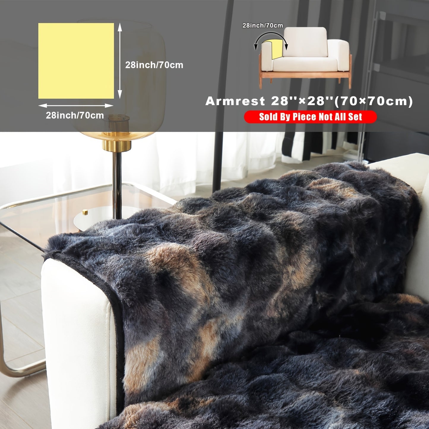 Faux Sofa Cover, Modern Gradual Change Lamb, Thick Fluff, Pet Friendly, Polyester Fiber, Machine Washable, No Printing, Dye Printing, 450-500g Fabric, Suitable for Single, Double, Triple and Combination Sofas