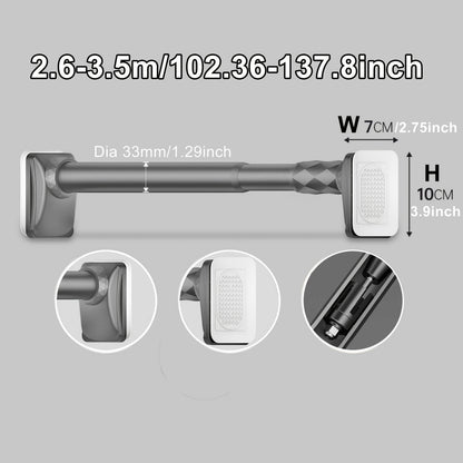 15.75inch - 196.85inch No Drilling Curtain Rail 33Mm Diameter Telescopic Shower Curtain Rod, Extendable Telescopic Rod, Long Adjustable Curtain Rod for Large Windows