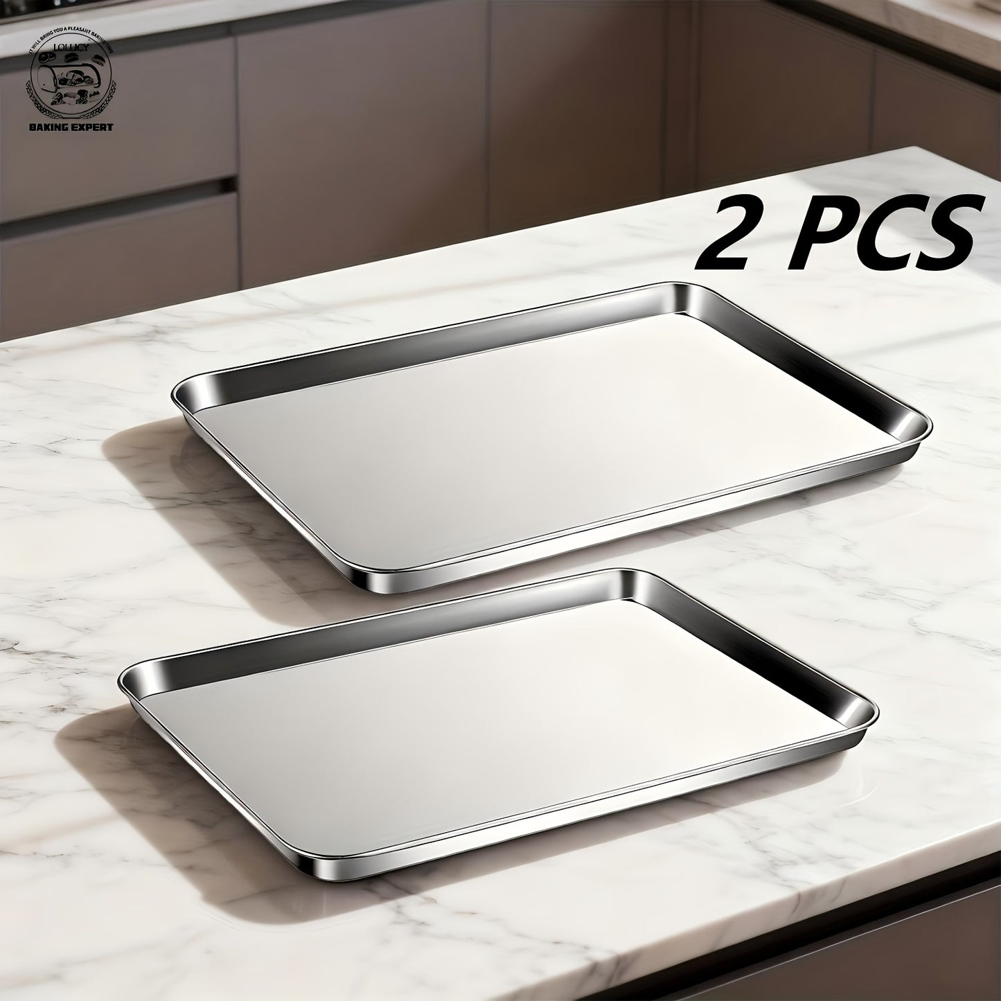 LOLLICY Stainless Steel Baking Sheet & Rack Set (2/3/4/6/8pcs Options) 18x13in Pans & 16.73x12.2in Racks, Rust-Free, Heavy-Duty & Dishwasher Safe, Ideal for Holiday Cookie Baking (Christmas) & Daily Cooling/Grilling