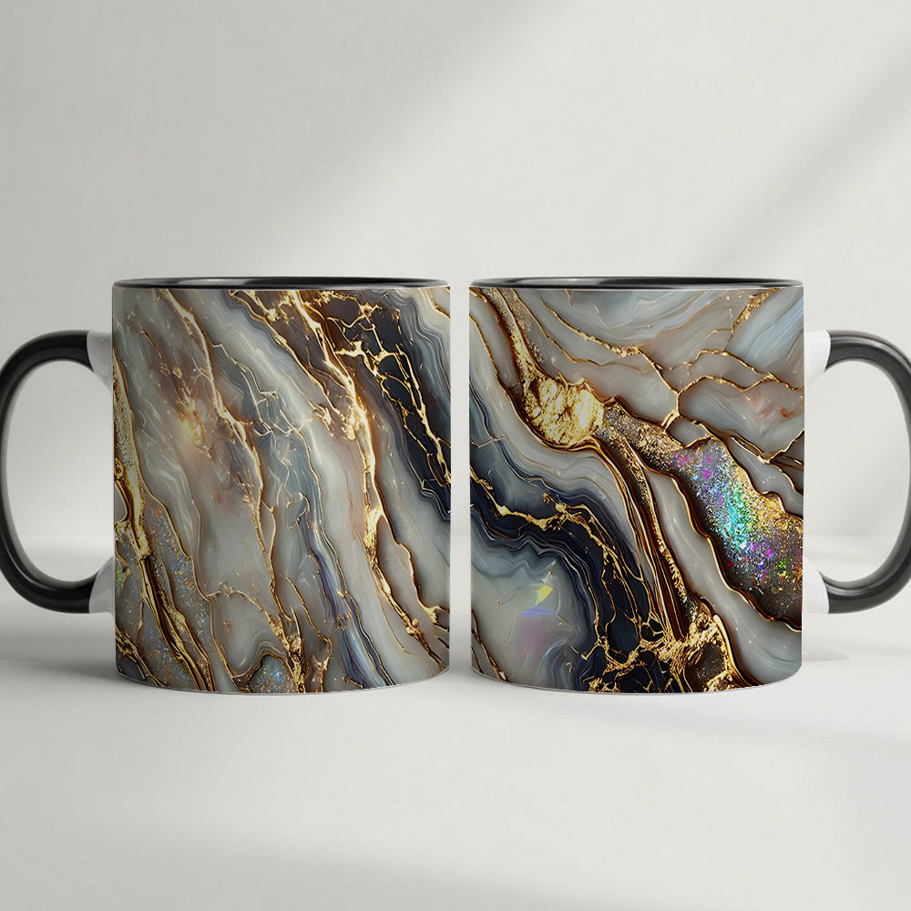 1pc, Luxury Agate Golden Vein Pattern Coffee Mug, Elegant Coffee Cup, Ideal for Home Office Use, Perfect Gift for Birthday Mother'S Day Christmas