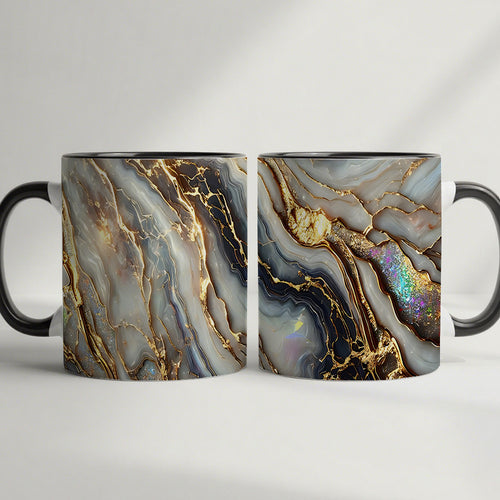 1pc, Luxury Agate Golden Vein Pattern Coffee Mug, Elegant Coffee Cup, Ideal for Home Office Use, Perfect Gift for Birthday Mother'S Day Christmas