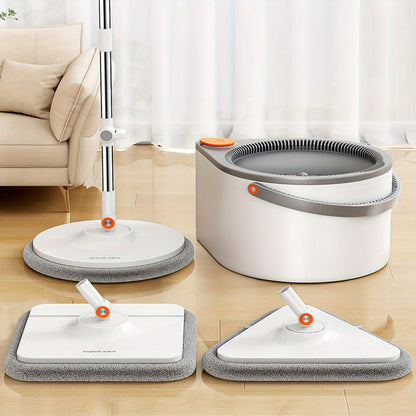 Spin Mop and Bucket Set with Wringer, Joybos Hands-Free Self-Wringing Rotating Floor Mop, Sewage Separation Design, 3 Mop Head Types, Dry & Wet Use for Home, Kitchen & Bathroom Floor Cleaning