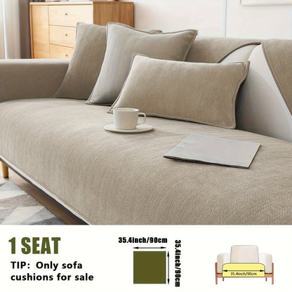 1pc of Pet-Friendly Chenille Ribbed Sofa Cover That Is Non-Slip And Machine Washable, Made from Soft Stretch Fabric Suitable for 2, 3, Or 4-Seater And Sectional Sofas. It Enhances Contemporary Home Decor in Living Rooms, Bedrooms, And Offices