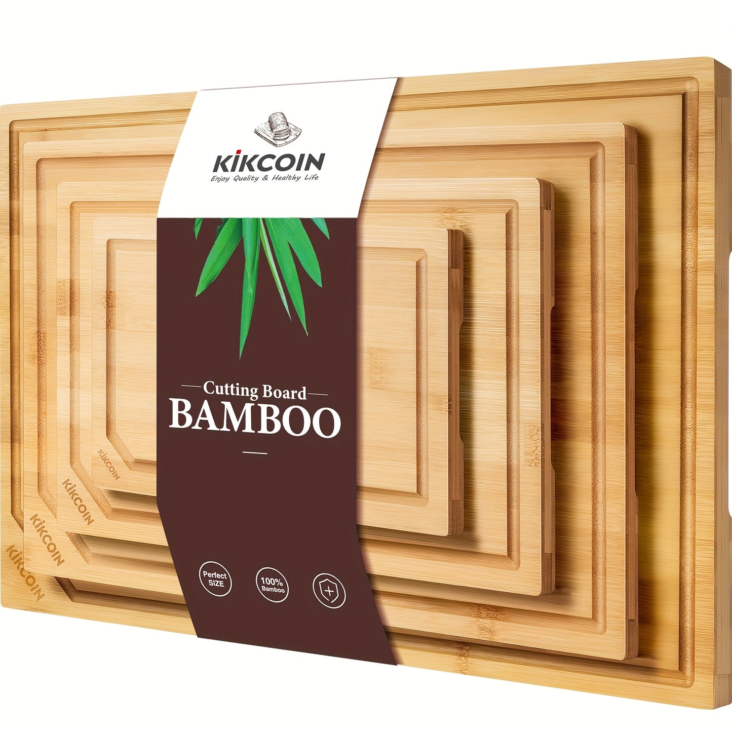 4pcs Extra Large Kitchen Bamboo Cutting Board Set, Heavy Duty with Juice Grooves, Chopping Board Set for Meat, Vegetables, Cheese.Essential Kitchen Tools.Family, Friends. Holiday Party.Memorial Day, Spring Essentials, Mother's Day Gift