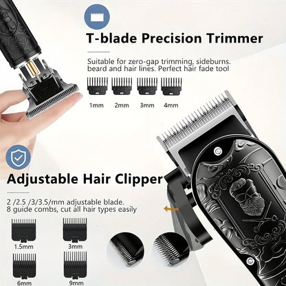 Electric Grooming Kit Foil Shaver Beard Trimmer & Nose Ear Hair Trimmer Set with LCD Power Display - Rechargeable 2 to 4 Piece Sets for Home, Travel & Car, Perfect Gift for Men, Husband & Father