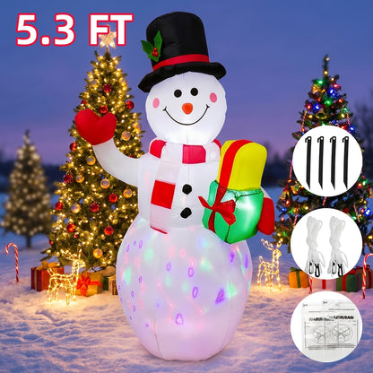 Christmas Inflatable Decoration with LED & Music – Head-Shaking Santa Claus on Polar Bear or Snowman, 7FT Blow Up Yard Decor with Recording Function, IP55 Outdoor Garden Lawn Party