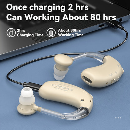 Rechargeable Hearing Aid for Seniors 2-Pack, Intelligent Noise Reduction, Invisible In-Ear Hearing Amplifier with Volume Control, Air Conduction, Black White Gold
