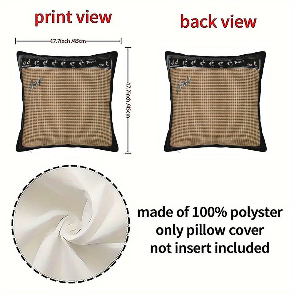 Gorgeous Style Guitar Amplifier Throw Pillow Cover, Decorative Zipper Throw Pillow Cover, Polyester, Machine Washable, Suitable for Musicians, Guitarists Gifts, Comfortable Living Room Bedroom Sofa Home Decoration, Pillow Core Not Included