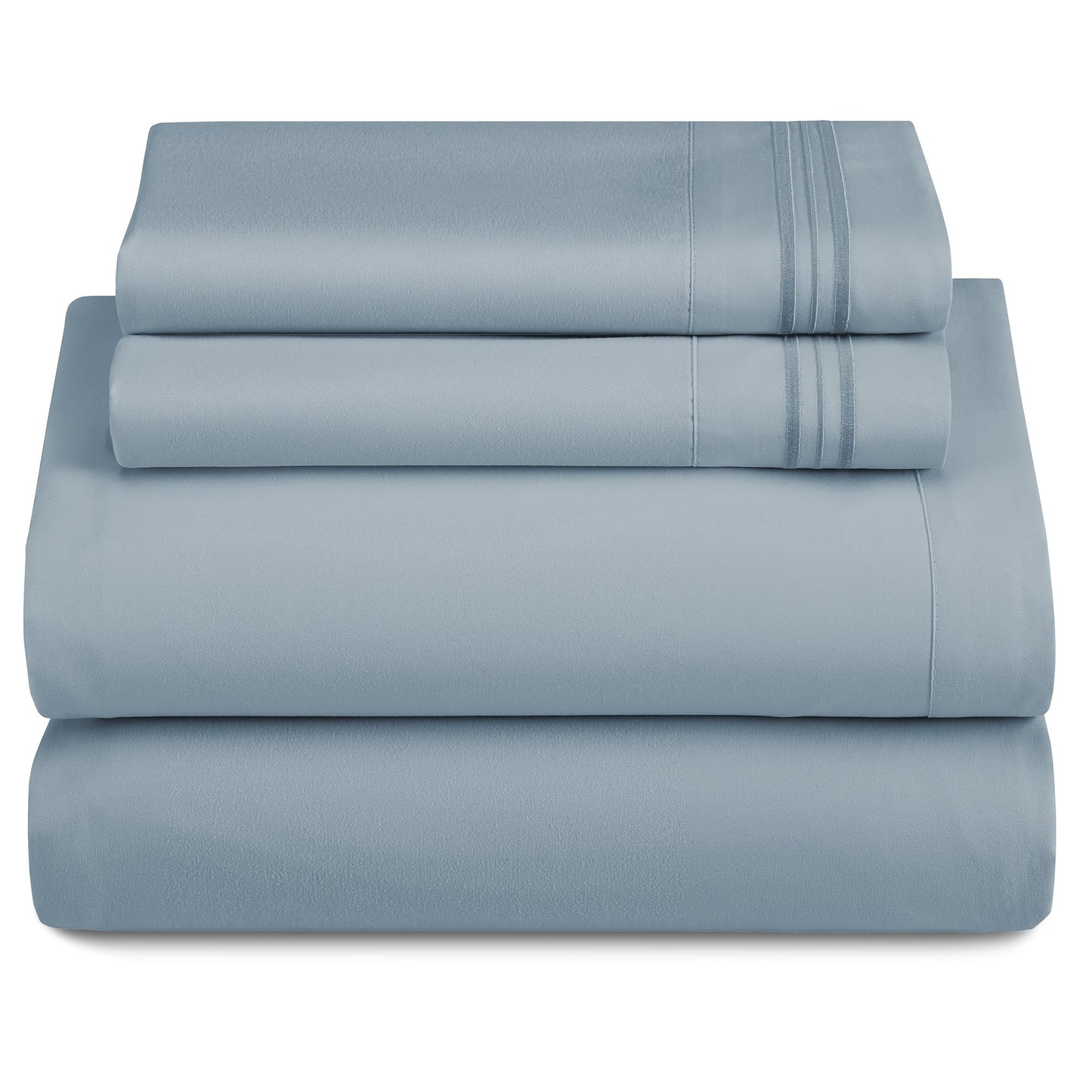 Lux Decor 4 Pieces Solid Bedsheets - 1800 Series Stylish Comfy Bedding Sheet Set - Hotel Luxury Skin Friendly Cooling Sheets & Embroidered Pillowcases Without Filler - Classic Collection With 16 Inches Deep Pocket Room decor - Shrinkage & Fade Resistant