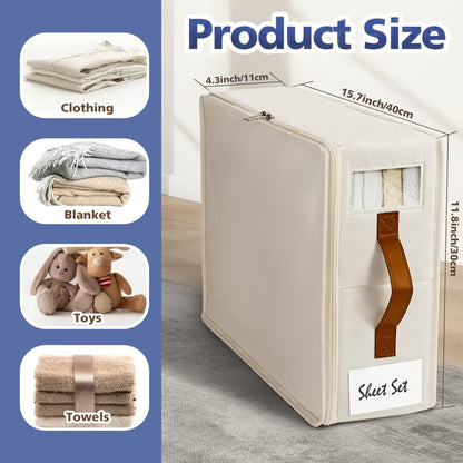 4/8pcs Storage Bed Sheet Organizer, Bed Sheet Storage Boxes And Clothing Storage Boxes, Suitable for Wardrobes, Under Beds, And Closets, Can Store Clothes, Bed Sheets, Down Quilts, Etc, Box with Transparent Window, Under-Bed Storage