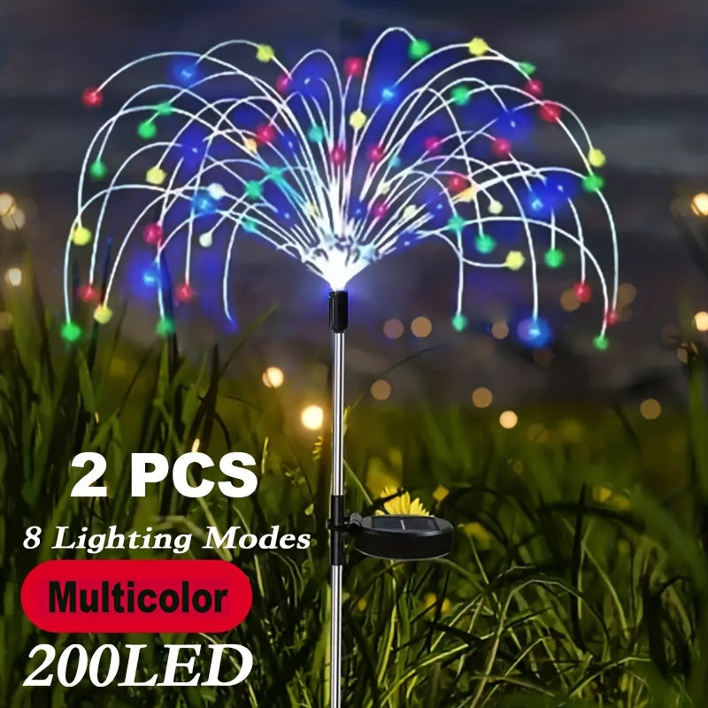 Solar Fireworks Lights, 420/300/200/60 LEDs Waterproof Solar Garden Flower Lights, 8 Lighting Modes, Yard Patio Yard Yard Pathway Yard Villa Outdoor Lighting Christmas Decoration With Stake Decoration Fairy Lights