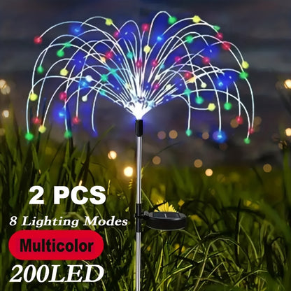 Solar Fireworks Lights, 420/300/200/60 LEDs Waterproof Solar Garden Flower Lights, 8 Lighting Modes, Yard Patio Yard Yard Pathway Yard Villa Outdoor Lighting Christmas Decoration With Stake Decoration Fairy Lights