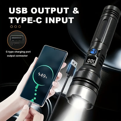 2-Pack Rechargeable Super Bright LED Flashlights (with Gift Box), 1000LUMEN Ultra-Bright Digital Display Flashlight, Multi-Function Camping, Fishing, Hunting & Emergency Lighting Tool, Men's Tool Gift, Father's Day Surprise Gift