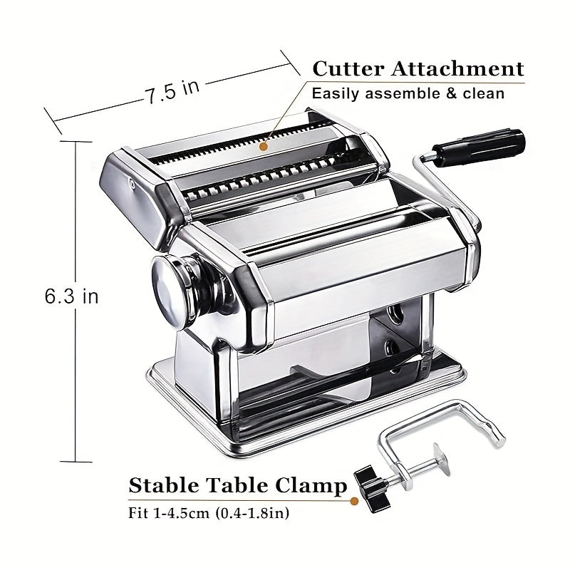 Pasta Machine, 8 Adjustable Thickness Settings, 2-in-1 Pasta Machine, With Rollers And Cutter, Can Press Dough And Make Noodles, Perfect For Pasta, For Lasagna Or Dumpling Wrappers, Kitchen Tool, Perfect For Pasta Lovers