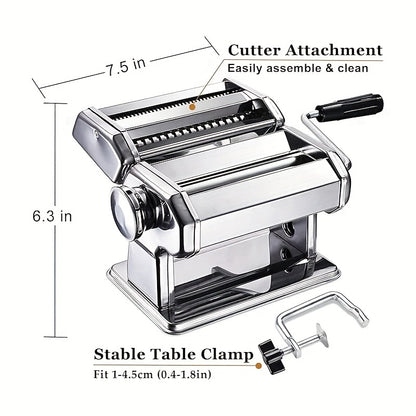 Pasta Machine, 8 Adjustable Thickness Settings, 2-in-1 Pasta Machine, With Rollers And Cutter, Can Press Dough And Make Noodles, Perfect For Pasta, For Lasagna Or Dumpling Wrappers, Kitchen Tool, Perfect For Pasta Lovers