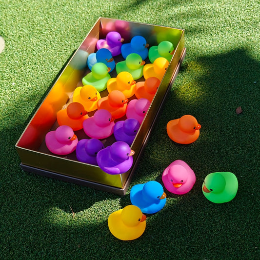 36pcs Colorful Rainbow Duck, Rubber Duck, Bright Color, Holiday Decor, Party Event Decor, Car Decor, Pool Decor, New Year Decor, Thanksgiving Christmas Decor Halloween Christmas, Seasonal Decorations, Festive Decor, Playful Design, Vibrant Decor, High Qua