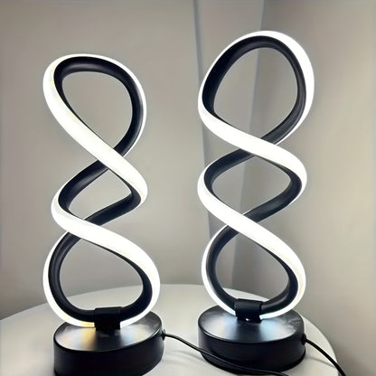 Spiral LED Table Lamp, Dimmable Push Button Control Desk Light for Bedroom Living Room Office, Modern Metal Base Indoor Accent Lamp, Unique Spiral Design Home Decor Gift for Christmas Birthday Valentine