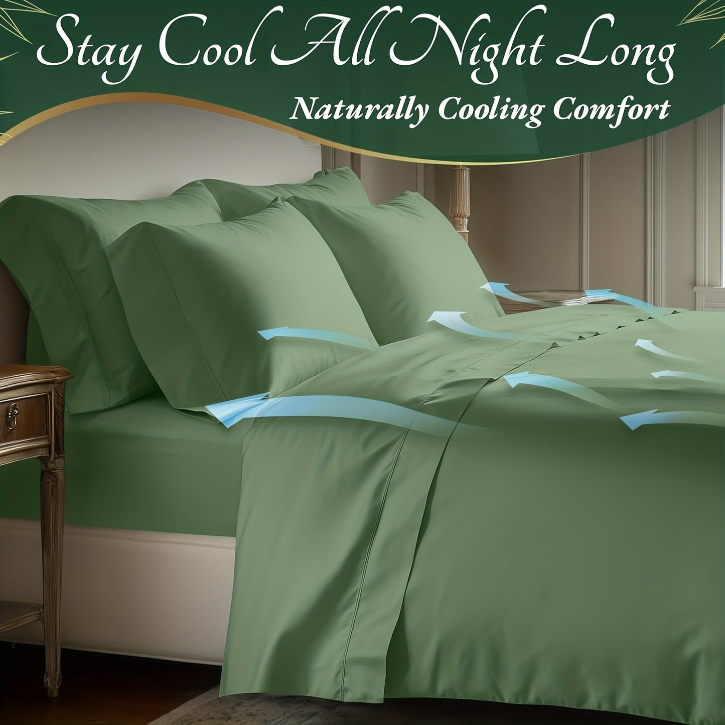 Cooling Bed Sheet Sets- Luxurious & Ultra-Soft for Kids Cooling Sheets for Hot Sleepers - Comfortable & Cool, Bamboo Blend Sheets Twin/Full/Queen/King Size/Deep Pockets