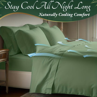 Cooling Bed Sheet Sets- Luxurious & Ultra-Soft for Kids Cooling Sheets for Hot Sleepers - Comfortable & Cool, Bamboo Blend Sheets Twin/Full/Queen/King Size/Deep Pockets