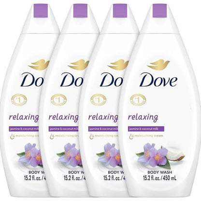 Pack Of 4 Dove Moisture Body Wash RELAXING jasmine & coconut 15.2oz