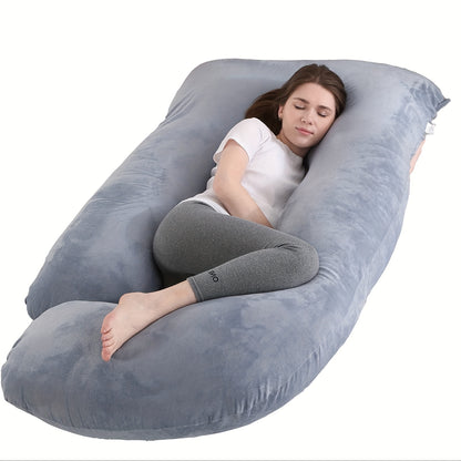 60-inch J-Shaped Full Body Pillow, Maternity Pillow, Maternity Full Body Pillow with Velvet Pillowcase, Full Body Pillow with Back, Leg, And Tummy Support, Helps Ensure Adequate, Comfortable Sleep, Halloween And Christmas Gift