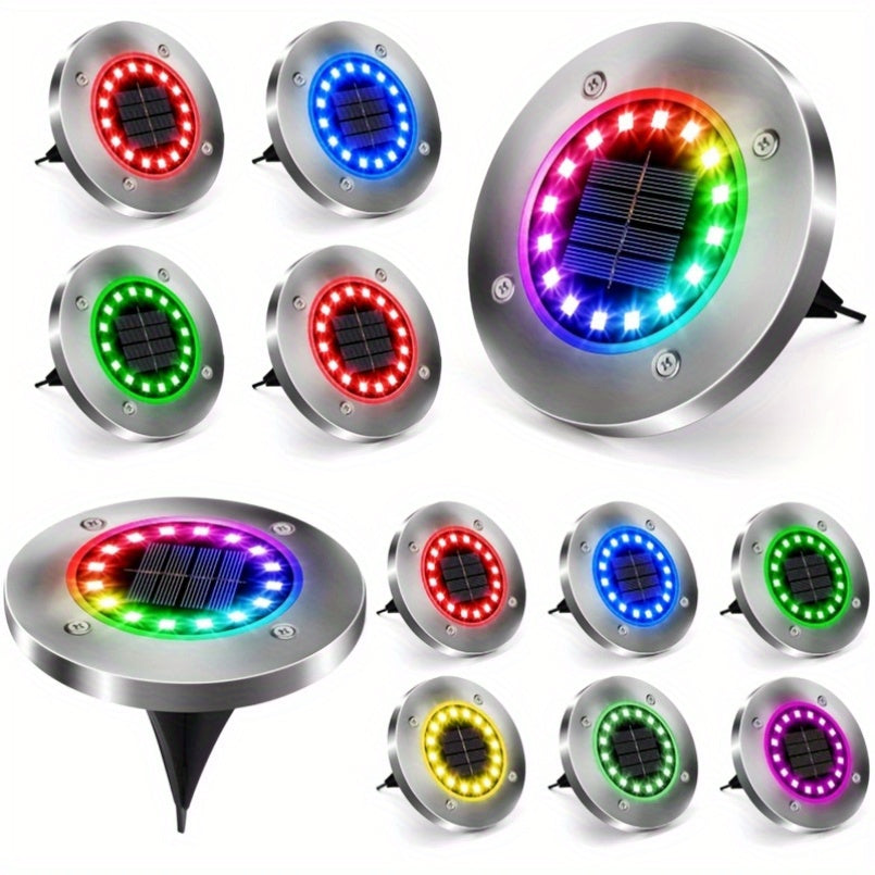Solar Ground Lights, Outdoor LED Path Lights, Courtyard, Lawn, Driveway Underground Lights, White Light, Stainless Steel, Waterproof And Dustproof