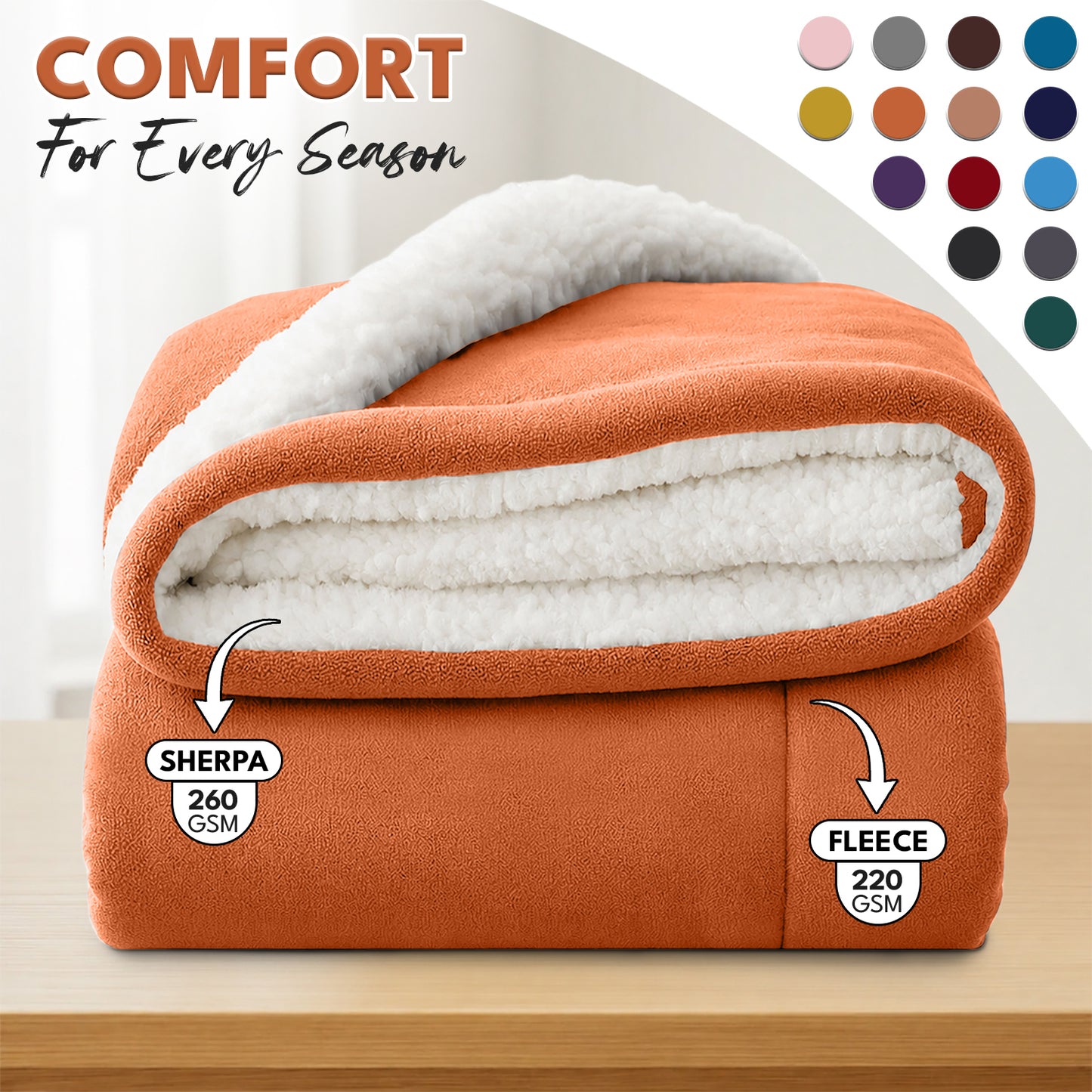 Luxurious Flannel Sherpa Throw Blanket – Ultra Soft & Warm Throw Sherpa Fleece, Comfort & Cozy Blanket for Better Sleep, Perfect for Bedroom & Guest Room Double Layer Thickened Blanket Decor Sofa Bed Blankets