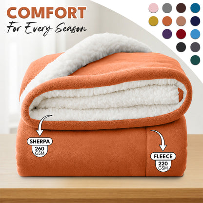 Luxurious Flannel Sherpa Throw Blanket – Ultra Soft & Warm Throw Sherpa Fleece, Comfort & Cozy Blanket for Better Sleep, Perfect for Bedroom & Guest Room Double Layer Thickened Blanket Decor Sofa Bed Blankets