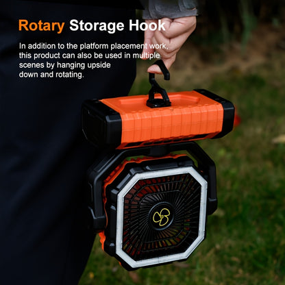 20000Mah Portable LED Camping Fan with Built-In Light, Rechargeable Ventilator, USB Rechargeable Outdoor Cooling Fan for Tents, Hiking, Fishing - Rugged Compact Design, Green And Orange, Hiking Essentials, Sturdy Handle Feature, Camping Additions