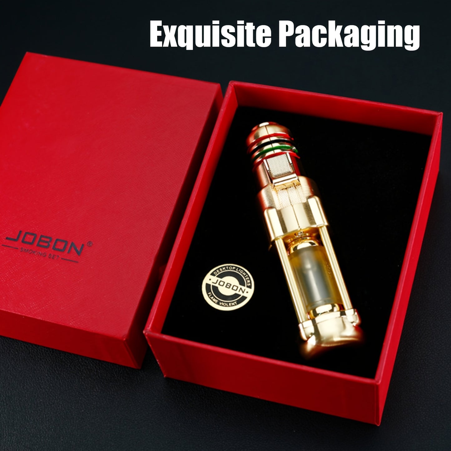 Windproof Jet Flame Lighter – Zinc Alloy Refillable Butane Torch Lighter with Visible Fuel Tank, Adjustable Blue Flame, Rocket Design, for Camping, BBQ & Outdoor Use (No Butane Included)